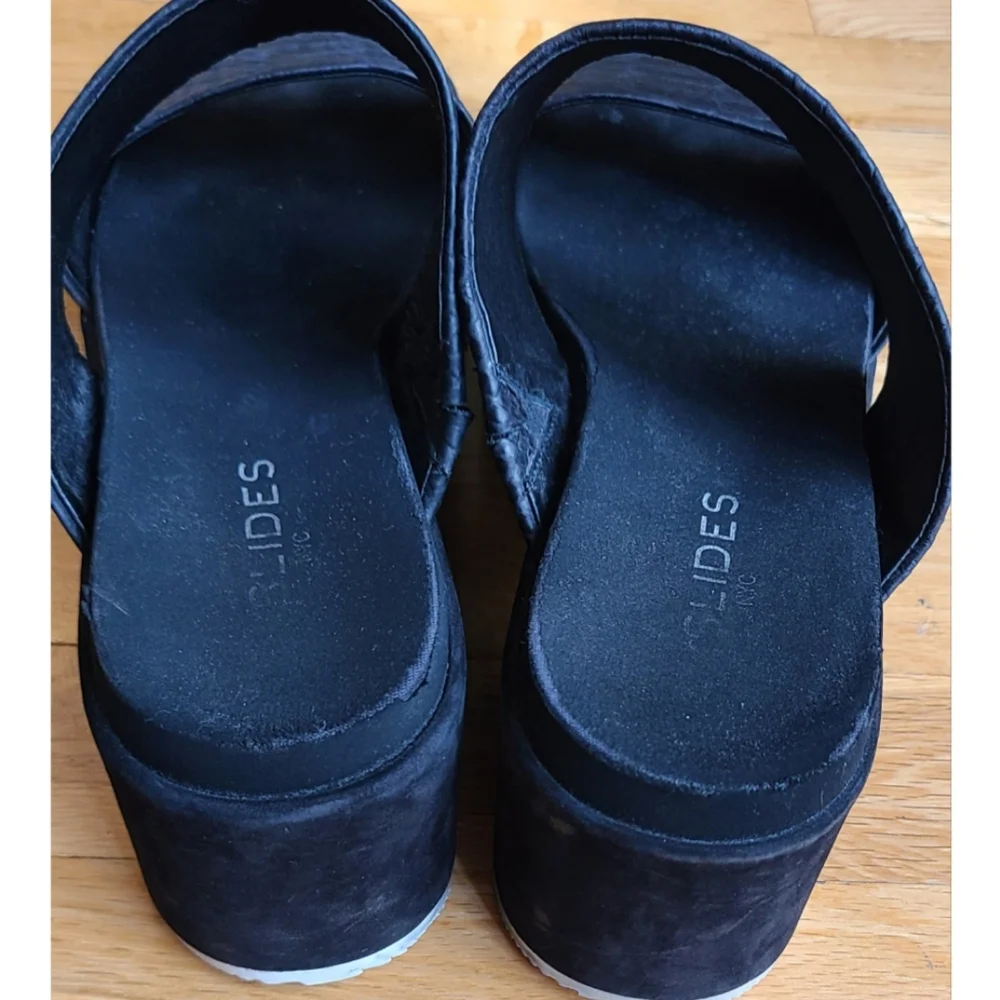 J/Slides Quincy Snake-Embossed Platform Slide Black Size 9 Boho Beach Coastal